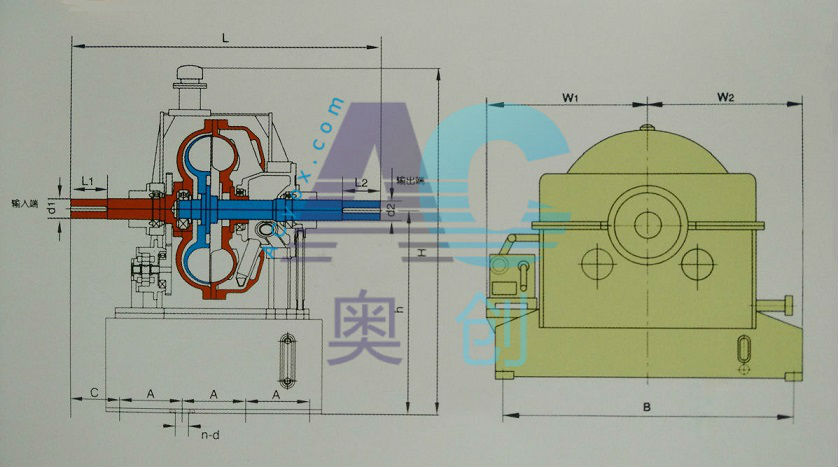 YOTGCD,箱體對(duì)開式調(diào)速型液力偶合器結(jié)構(gòu)圖